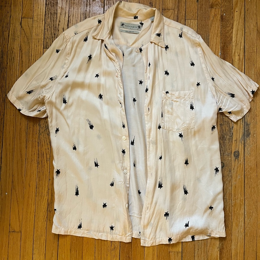 All Saints button up short sleeve silk shirt